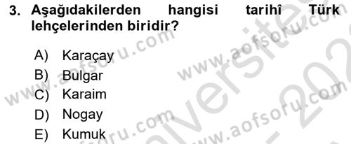 Çağdaş Türk Yazı Dilleri 1 Dersi Ara Sınavı Deneme Sınav Soruları 3. Soru