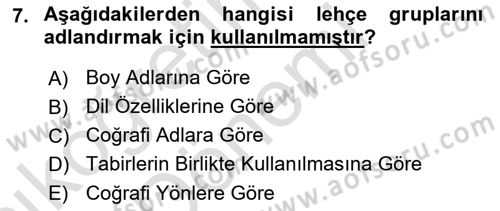 Çağdaş Türk Yazı Dilleri 1 Dersi Ara Sınavı Deneme Sınav Soruları 7. Soru