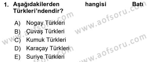 Çağdaş Türk Yazı Dilleri 1 Dersi 2021 - 2022 Yılı (Final) Dönem Sonu Sınav Soruları 1. Soru