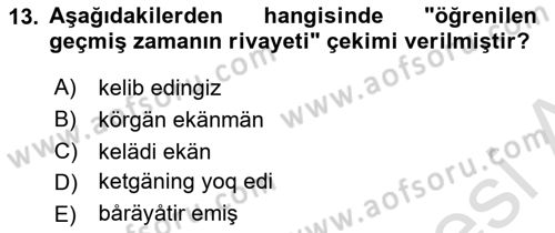 Çağdaş Türk Yazı Dilleri 1 Dersi 2021 - 2022 Yılı (Final) Dönem Sonu Sınav Soruları 13. Soru