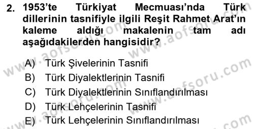Çağdaş Türk Yazı Dilleri 1 Dersi 2021 - 2022 Yılı (Final) Dönem Sonu Sınav Soruları 2. Soru