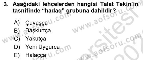 Çağdaş Türk Yazı Dilleri 1 Dersi 2021 - 2022 Yılı (Final) Dönem Sonu Sınav Soruları 3. Soru