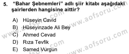 Çağdaş Türk Yazı Dilleri 1 Dersi 2021 - 2022 Yılı (Final) Dönem Sonu Sınav Soruları 5. Soru