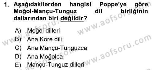 Çağdaş Türk Yazı Dilleri 1 Dersi Ara Sınavı Deneme Sınav Soruları 1. Soru