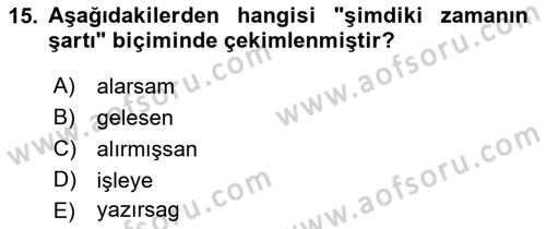 Çağdaş Türk Yazı Dilleri 1 Dersi Ara Sınavı Deneme Sınav Soruları 15. Soru