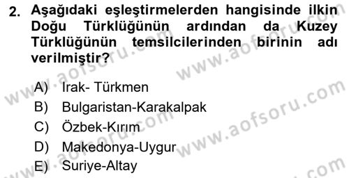 Çağdaş Türk Yazı Dilleri 1 Dersi Ara Sınavı Deneme Sınav Soruları 2. Soru