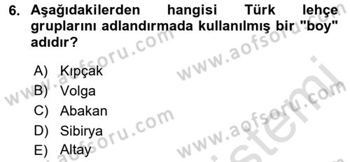 Çağdaş Türk Yazı Dilleri 1 Dersi Ara Sınavı Deneme Sınav Soruları 6. Soru