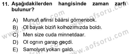Çağdaş Türk Yazı Dilleri 1 Dersi 2022 - 2023 Yılı (Final) Dönem Sonu Sınav Soruları 11. Soru