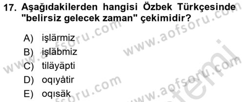 Çağdaş Türk Yazı Dilleri 1 Dersi 2022 - 2023 Yılı (Final) Dönem Sonu Sınav Soruları 17. Soru