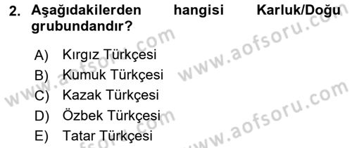 Çağdaş Türk Yazı Dilleri 1 Dersi 2022 - 2023 Yılı (Final) Dönem Sonu Sınav Soruları 2. Soru