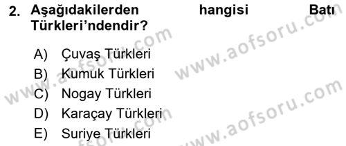 Çağdaş Türk Yazı Dilleri 1 Dersi Ara Sınavı Deneme Sınav Soruları 2. Soru