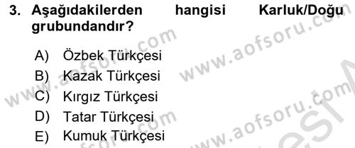 Çağdaş Türk Yazı Dilleri 1 Dersi Ara Sınavı Deneme Sınav Soruları 3. Soru