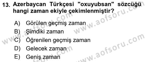 Çağdaş Türk Yazı Dilleri 1 Dersi Ara Sınavı Deneme Sınav Soruları 13. Soru