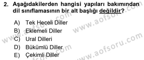 Çağdaş Türk Yazı Dilleri 1 Dersi Ara Sınavı Deneme Sınav Soruları 2. Soru