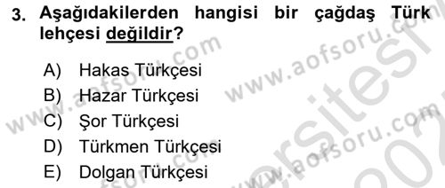 Çağdaş Türk Yazı Dilleri 1 Dersi Ara Sınavı Deneme Sınav Soruları 3. Soru
