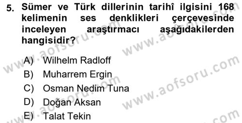 Çağdaş Türk Yazı Dilleri 1 Dersi Ara Sınavı Deneme Sınav Soruları 5. Soru