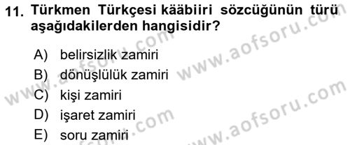 Çağdaş Türk Yazı Dilleri 1 Dersi 2024 - 2025 Yılı (Final) Dönem Sonu Sınav Soruları 11. Soru