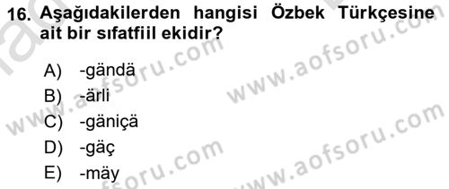 Çağdaş Türk Yazı Dilleri 1 Dersi 2024 - 2025 Yılı (Final) Dönem Sonu Sınav Soruları 16. Soru