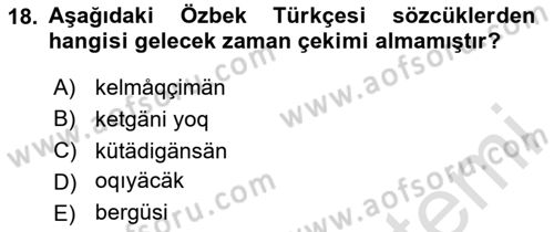 Çağdaş Türk Yazı Dilleri 1 Dersi 2024 - 2025 Yılı (Final) Dönem Sonu Sınav Soruları 18. Soru