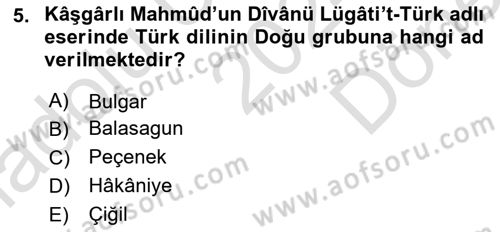 Çağdaş Türk Yazı Dilleri 1 Dersi 2024 - 2025 Yılı (Final) Dönem Sonu Sınav Soruları 5. Soru