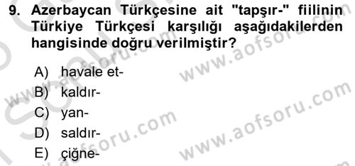 Çağdaş Türk Yazı Dilleri 1 Dersi 2024 - 2025 Yılı (Final) Dönem Sonu Sınav Soruları 9. Soru
