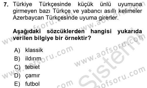 Çağdaş Türk Yazı Dilleri 1 Dersi 2024 - 2025 Yılı Yaz Okulu Sınav Soruları 7. Soru