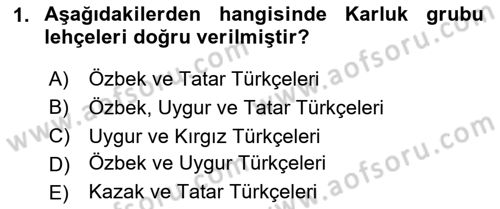 Çağdaş Türk Yazı Dilleri 1 Dersi 2025 - 2026 Yılı (Vize) Ara Sınav Soruları 1. Soru
