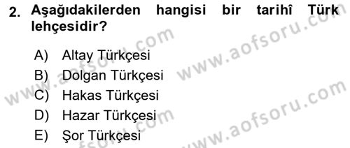 Çağdaş Türk Yazı Dilleri 1 Dersi 2025 - 2026 Yılı (Vize) Ara Sınav Soruları 2. Soru