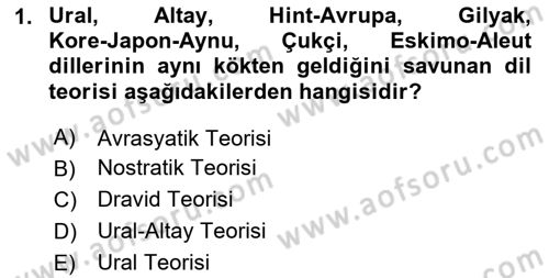 Çağdaş Türk Yazı Dilleri 1 Dersi 2025 - 2026 Yılı (Final) Dönem Sonu Sınav Soruları 1. Soru