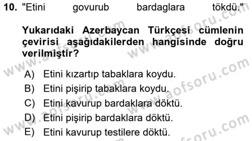 Çağdaş Türk Yazı Dilleri 1 Dersi 2025 - 2026 Yılı (Final) Dönem Sonu Sınav Soruları 10. Soru
