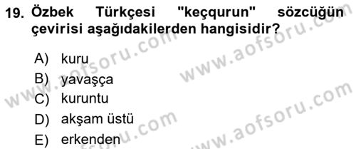 Çağdaş Türk Yazı Dilleri 1 Dersi 2025 - 2026 Yılı (Final) Dönem Sonu Sınav Soruları 19. Soru
