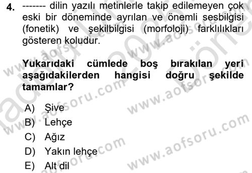 Çağdaş Türk Yazı Dilleri 1 Dersi 2025 - 2026 Yılı (Final) Dönem Sonu Sınav Soruları 4. Soru