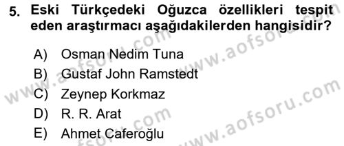 Çağdaş Türk Yazı Dilleri 1 Dersi 2025 - 2026 Yılı (Final) Dönem Sonu Sınav Soruları 5. Soru