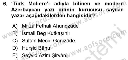 Çağdaş Türk Yazı Dilleri 1 Dersi 2025 - 2026 Yılı (Final) Dönem Sonu Sınav Soruları 6. Soru