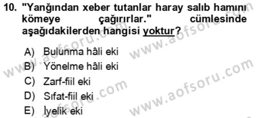 Çağdaş Türk Yazı Dilleri 1 Dersi 2025 - 2026 Yılı Yaz Okulu Sınav Soruları 10. Soru