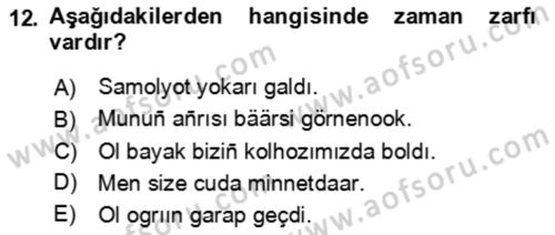 Çağdaş Türk Yazı Dilleri 1 Dersi 2025 - 2026 Yılı Yaz Okulu Sınav Soruları 12. Soru