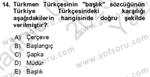 Çağdaş Türk Yazı Dilleri 1 Dersi 2025 - 2026 Yılı Yaz Okulu Sınav Soruları 14. Soru