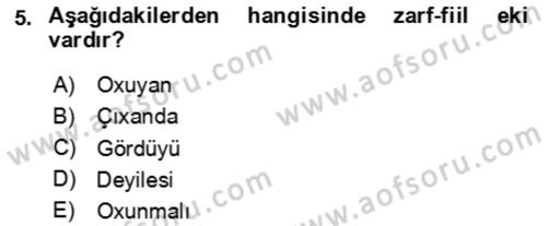 Çağdaş Türk Yazı Dilleri 1 Dersi 2025 - 2026 Yılı Yaz Okulu Sınav Soruları 5. Soru
