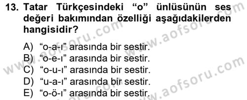 Çağdaş Türk Yazı Dilleri 2 Dersi 2012 - 2013 Yılı (Vize) Ara Sınav Soruları 13. Soru