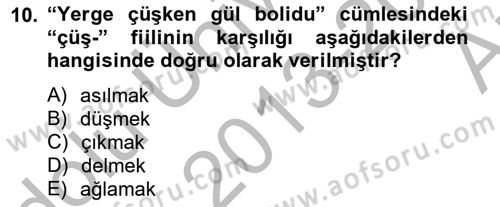 Çağdaş Türk Yazı Dilleri 2 Dersi 2013 - 2014 Yılı (Vize) Ara Sınav Soruları 10. Soru