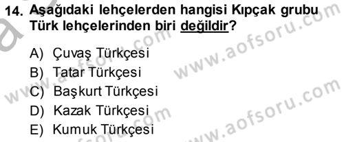 Çağdaş Türk Yazı Dilleri 2 Dersi 2013 - 2014 Yılı (Vize) Ara Sınav Soruları 14. Soru