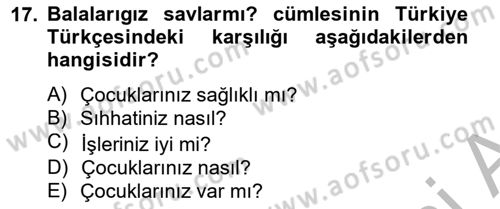 Çağdaş Türk Yazı Dilleri 2 Dersi 2013 - 2014 Yılı (Vize) Ara Sınav Soruları 17. Soru