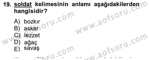 Çağdaş Türk Yazı Dilleri 2 Dersi 2013 - 2014 Yılı (Vize) Ara Sınav Soruları 19. Soru