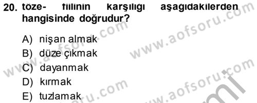 Çağdaş Türk Yazı Dilleri 2 Dersi 2013 - 2014 Yılı (Vize) Ara Sınav Soruları 20. Soru