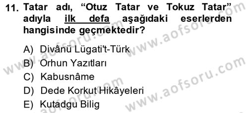 Çağdaş Türk Yazı Dilleri 2 Dersi 2014 - 2015 Yılı (Vize) Ara Sınav Soruları 11. Soru