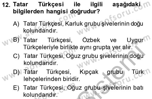 Çağdaş Türk Yazı Dilleri 2 Dersi 2014 - 2015 Yılı (Vize) Ara Sınav Soruları 12. Soru
