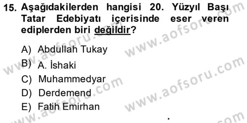 Çağdaş Türk Yazı Dilleri 2 Dersi 2014 - 2015 Yılı (Vize) Ara Sınav Soruları 15. Soru