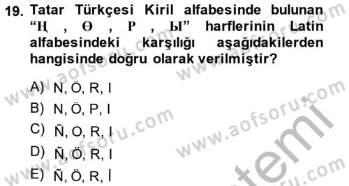 Çağdaş Türk Yazı Dilleri 2 Dersi 2014 - 2015 Yılı (Vize) Ara Sınav Soruları 19. Soru