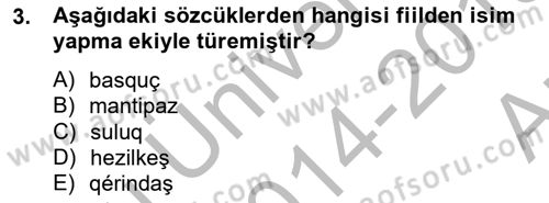 Çağdaş Türk Yazı Dilleri 2 Dersi 2014 - 2015 Yılı (Vize) Ara Sınav Soruları 3. Soru