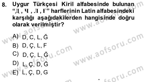 Çağdaş Türk Yazı Dilleri 2 Dersi 2014 - 2015 Yılı (Vize) Ara Sınav Soruları 8. Soru